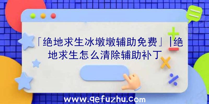 「绝地求生冰墩墩辅助免费」|绝地求生怎么清除辅助补丁